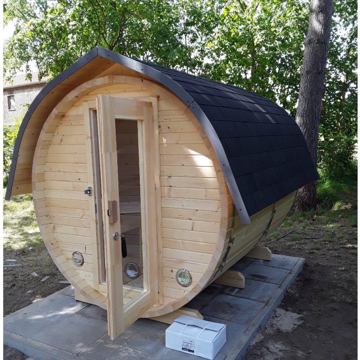 Fass-Sauna -Bausatz- 2400 mm Länge, holzbefeuert