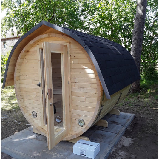 Fass-Sauna - Bausatz - 2400 mm Länge, elektrischer Ofen