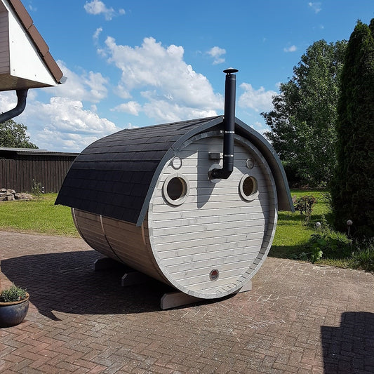 Fass-Sauna 2400 mm Länge, holzbefeuert