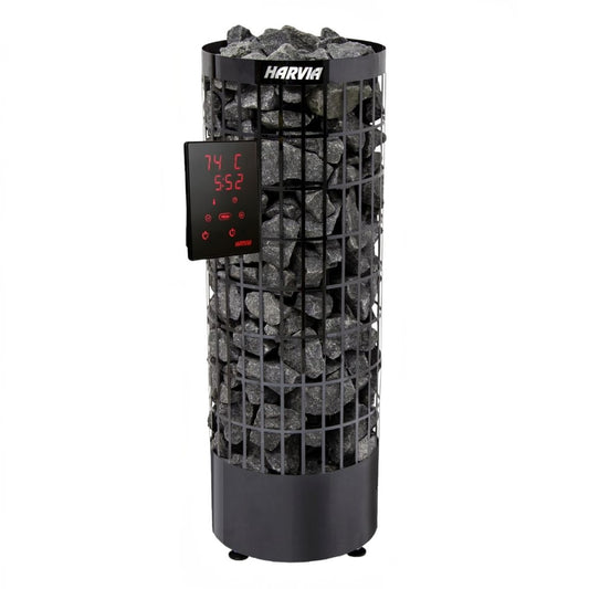 Saunaofen Cilindro PC110XE 10,8 kW Black Steel mit Xenio Bedienfeld, Harvia