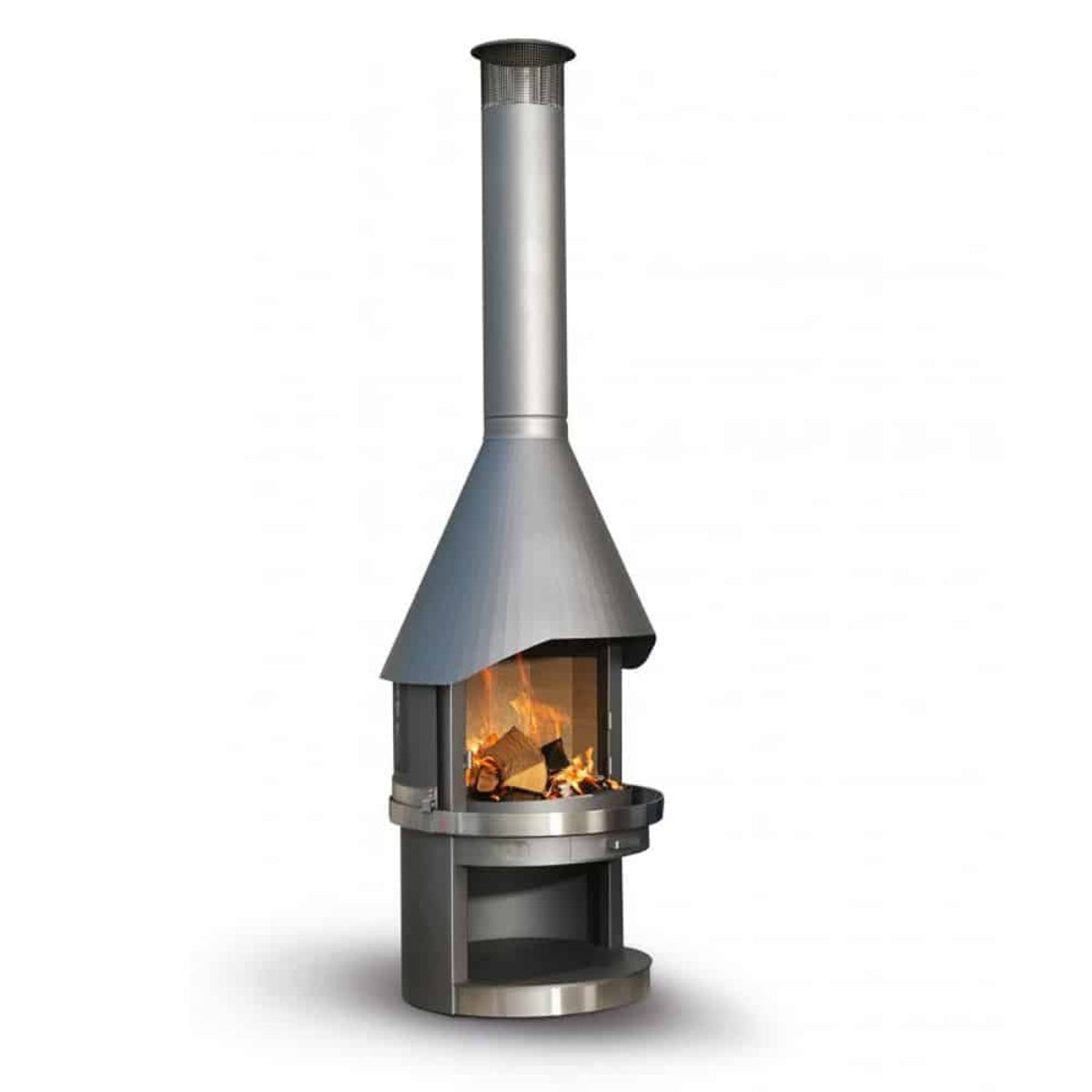 HERMAPRO Vario 70 Edelstahl Gartenkamin in grau  GESTEPPT