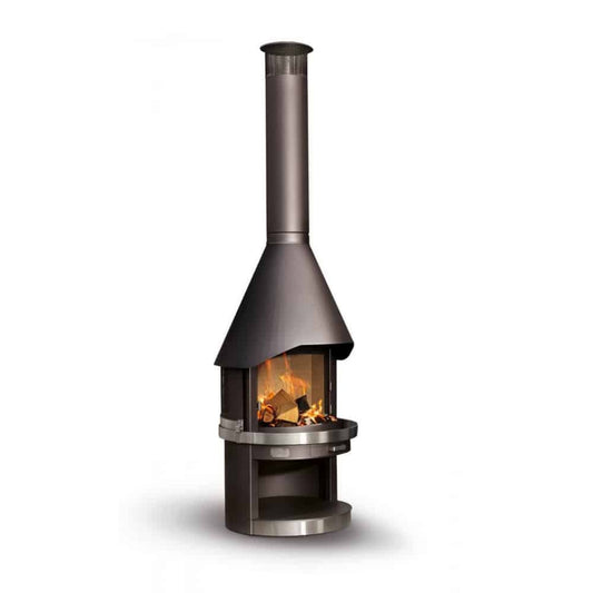 HERMAPRO Vario 70 Edelstahl Gartenkamin in schwarz  GESTEPPT