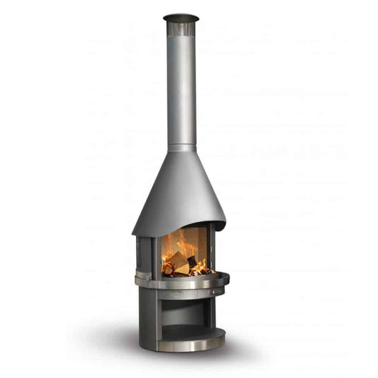 HERMAPRO Vario 80 Edelstahl Gartenkamin in grau  GLATT